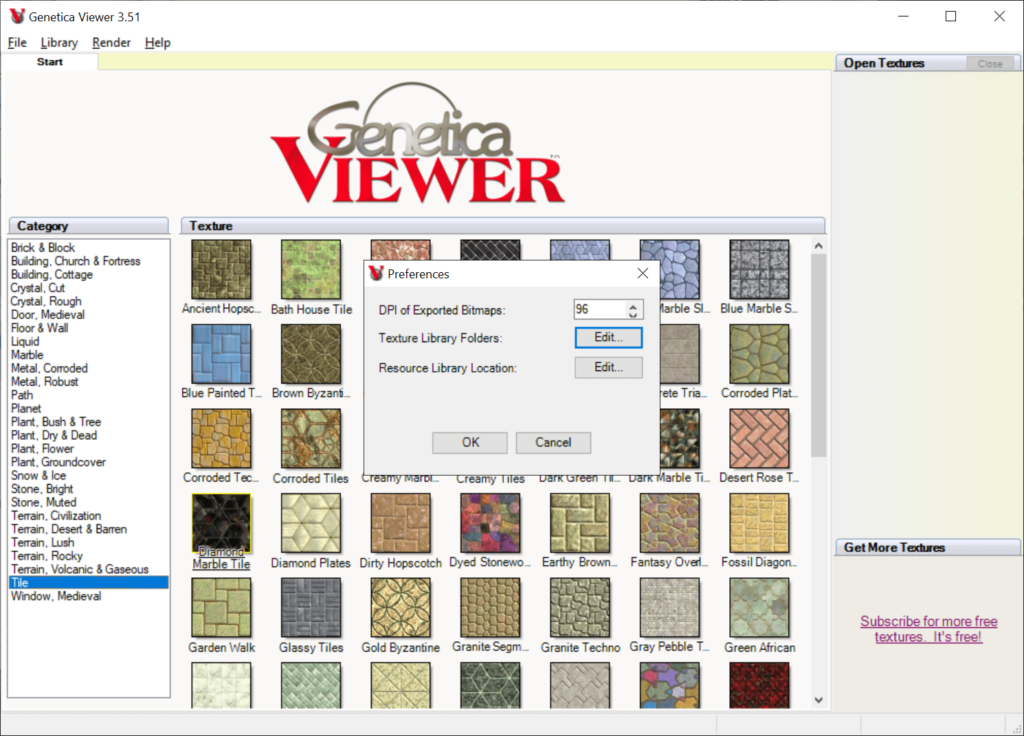 Genetica Viewer Program preferences