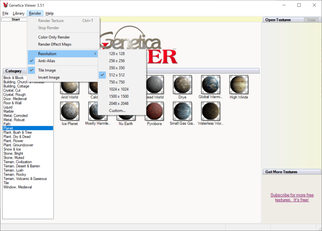 Genetica Viewer Rendering parameters