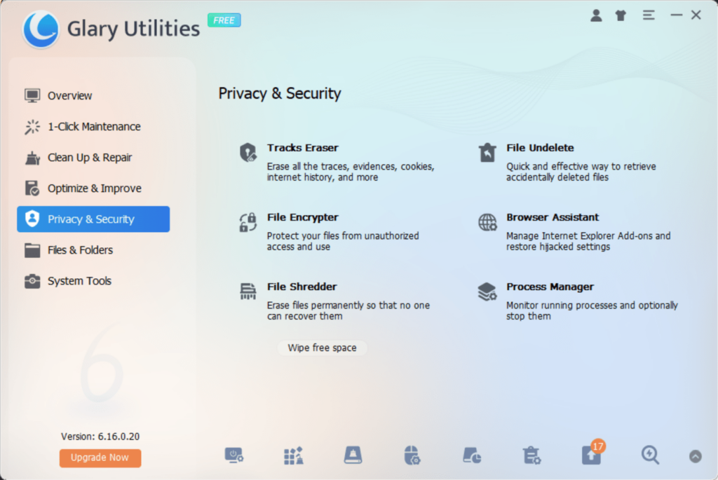 Glary Utilities Privacy enhancements