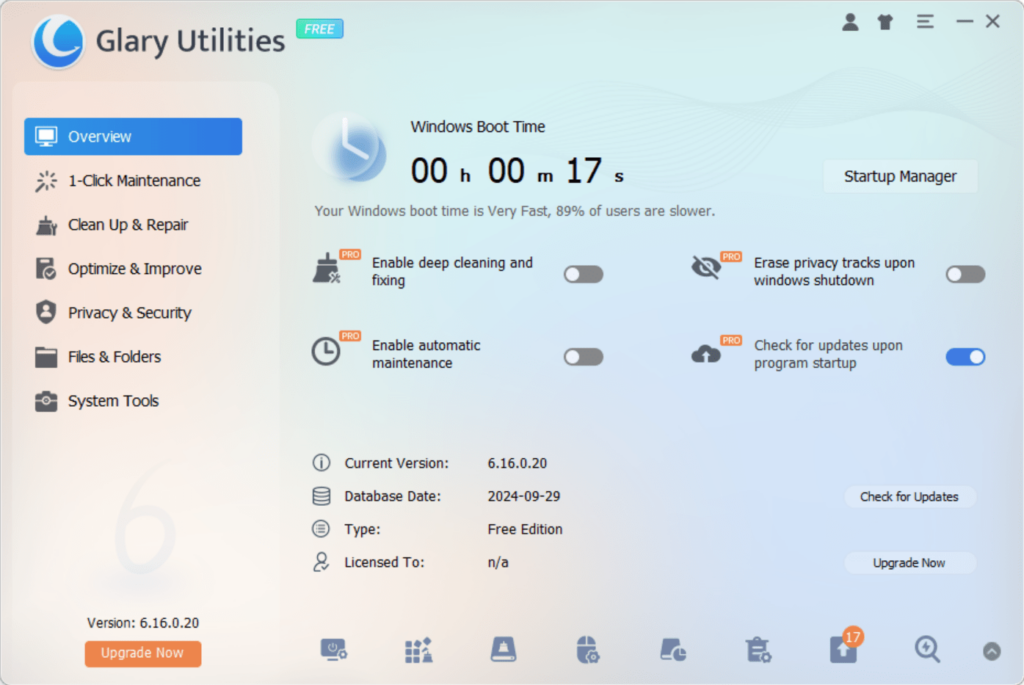 Glary Utilities System overview