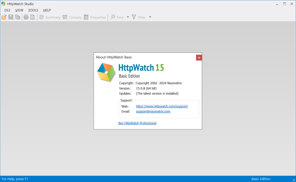 HttpWatch About screen