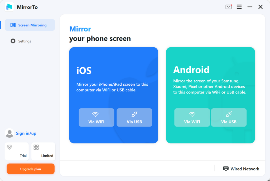 iMyFone MirrorTo Connection methods