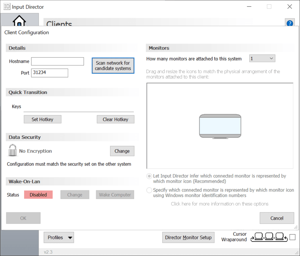 Input Director Client configuration