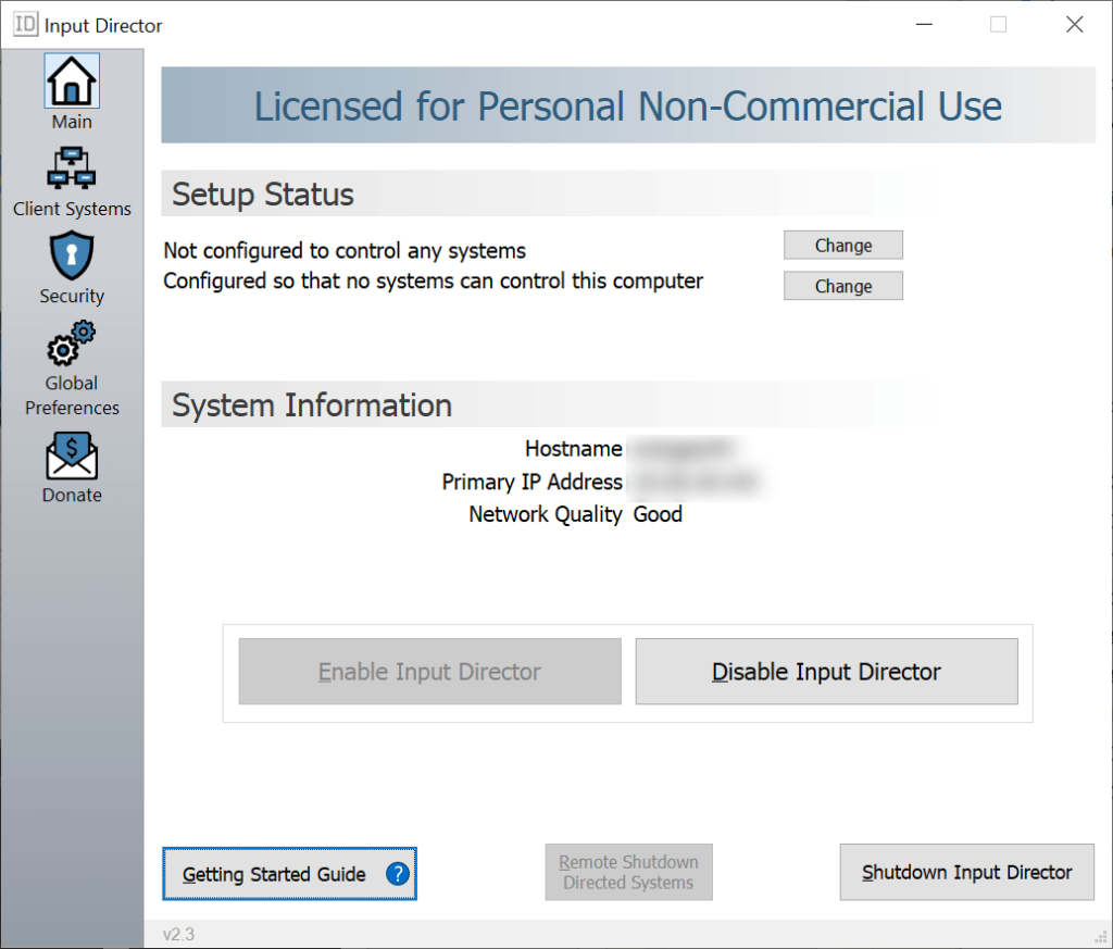 Input Director System information