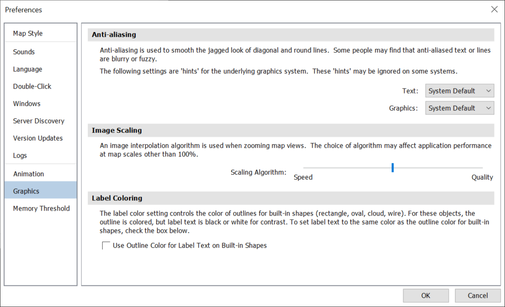 InterMapper RemoteAccess Graphics preferences