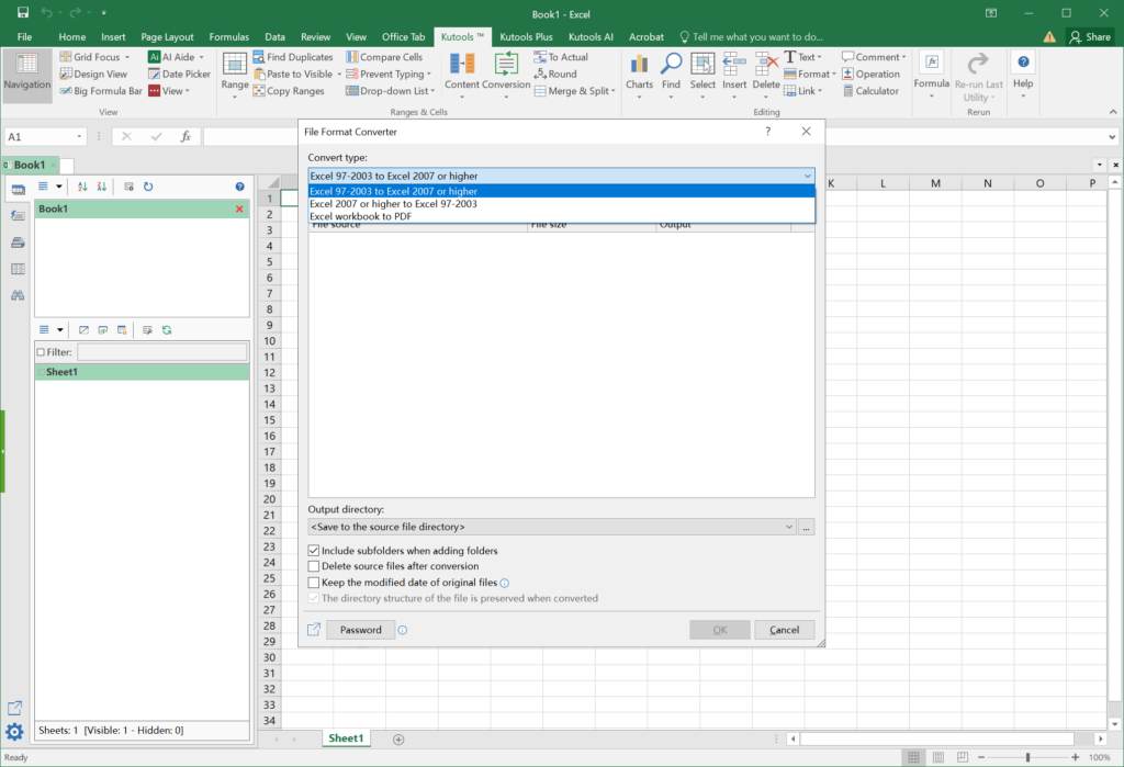 Kutools for Excel Format converter