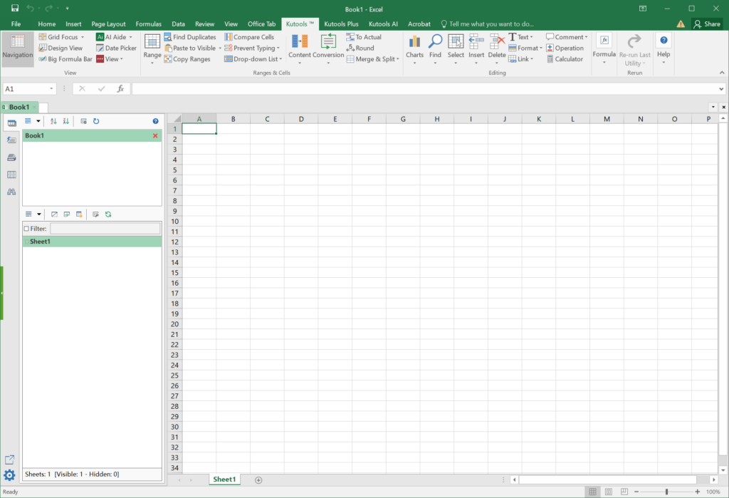 Kutools for Excel New toolbar