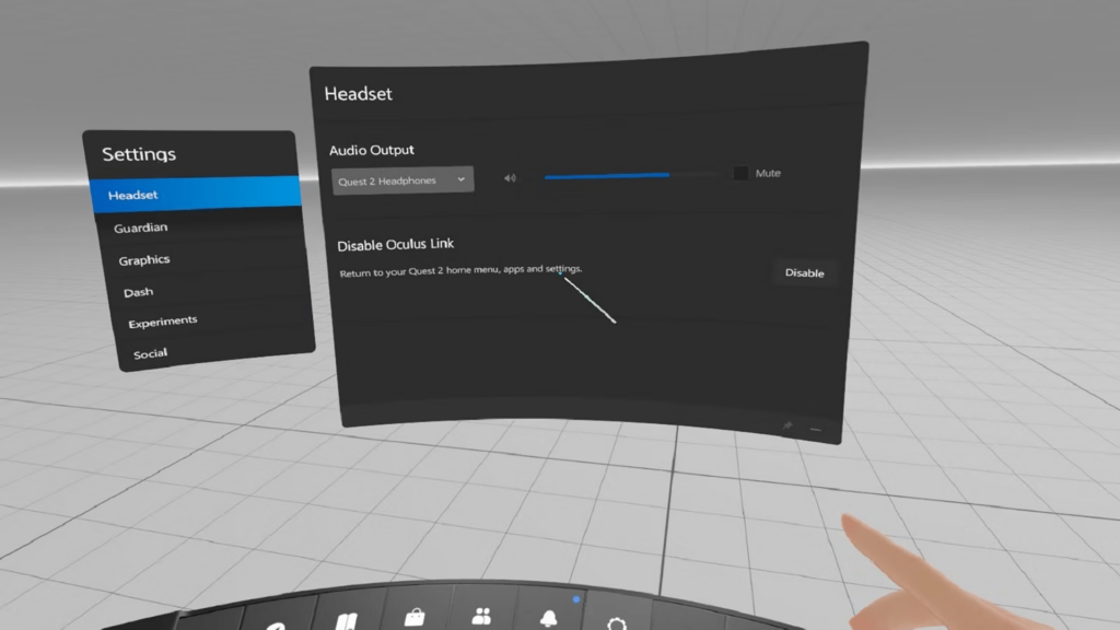 Meta Quest Link Headset configuration