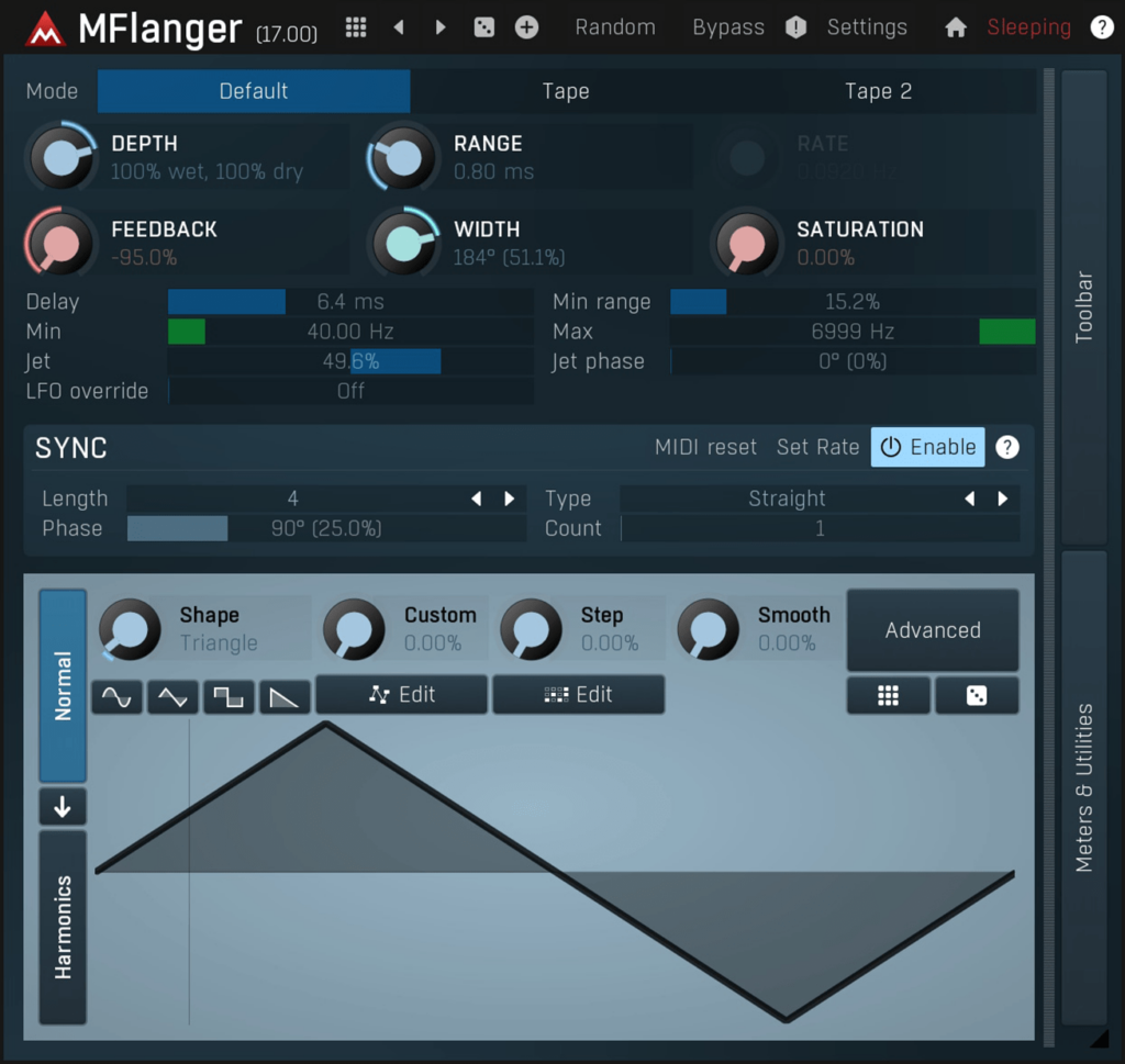 MFlanger Control panel