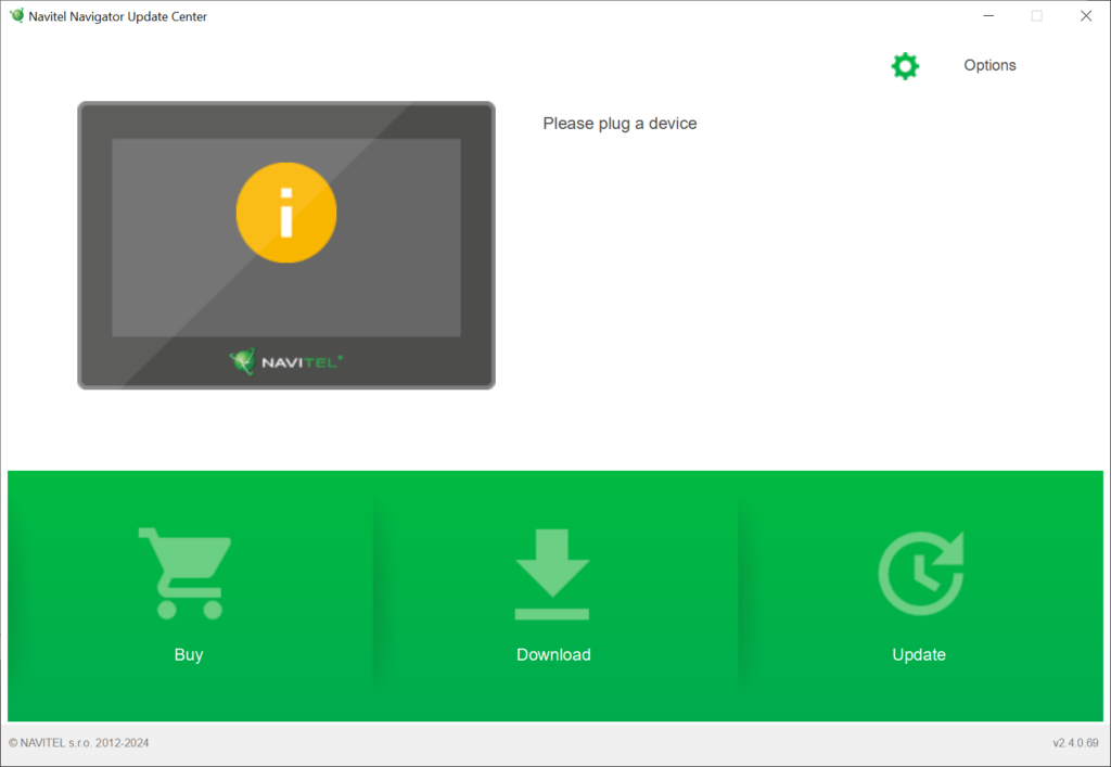 Navitel Navigator Update Center Main interface