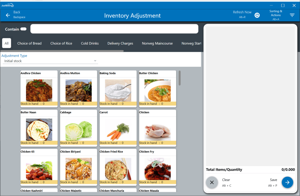 Restaurant Management Software Inventory adjustments