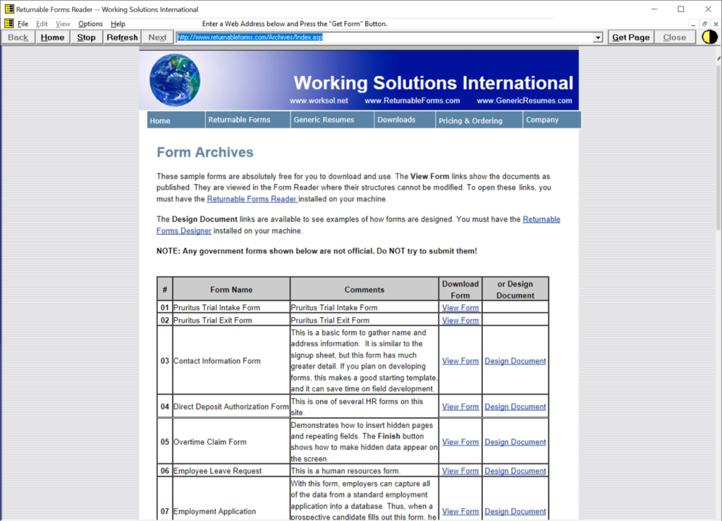 Returnable Forms System Reader