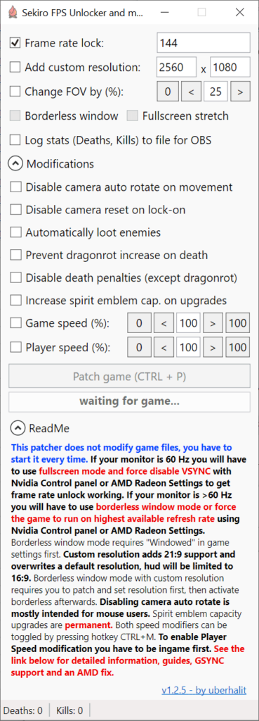 Sekiro FPS Unlocker Gameplay customization