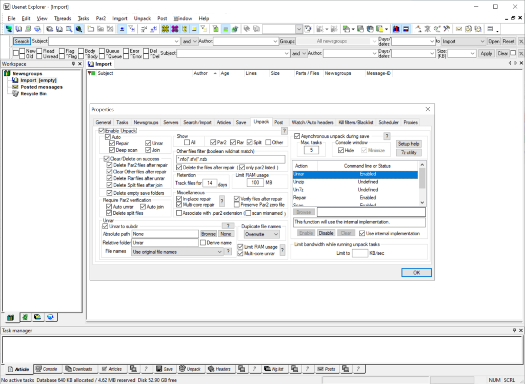 Usenet Explorer File handling