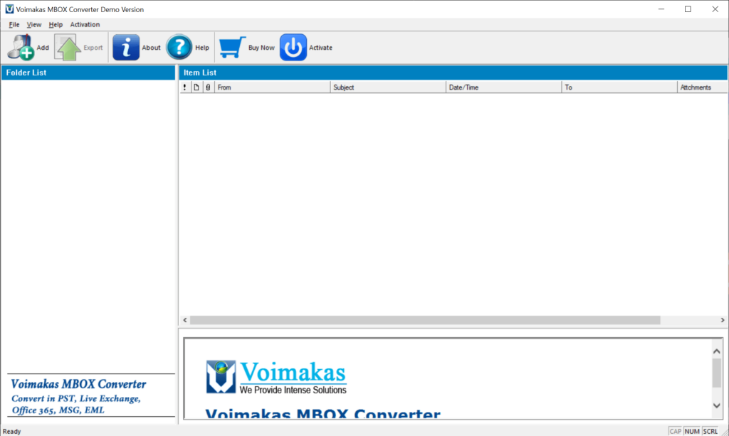 Voimakas MBOX Converter Main interface