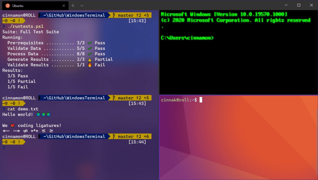 Windows Terminal Preview Multipanel interface