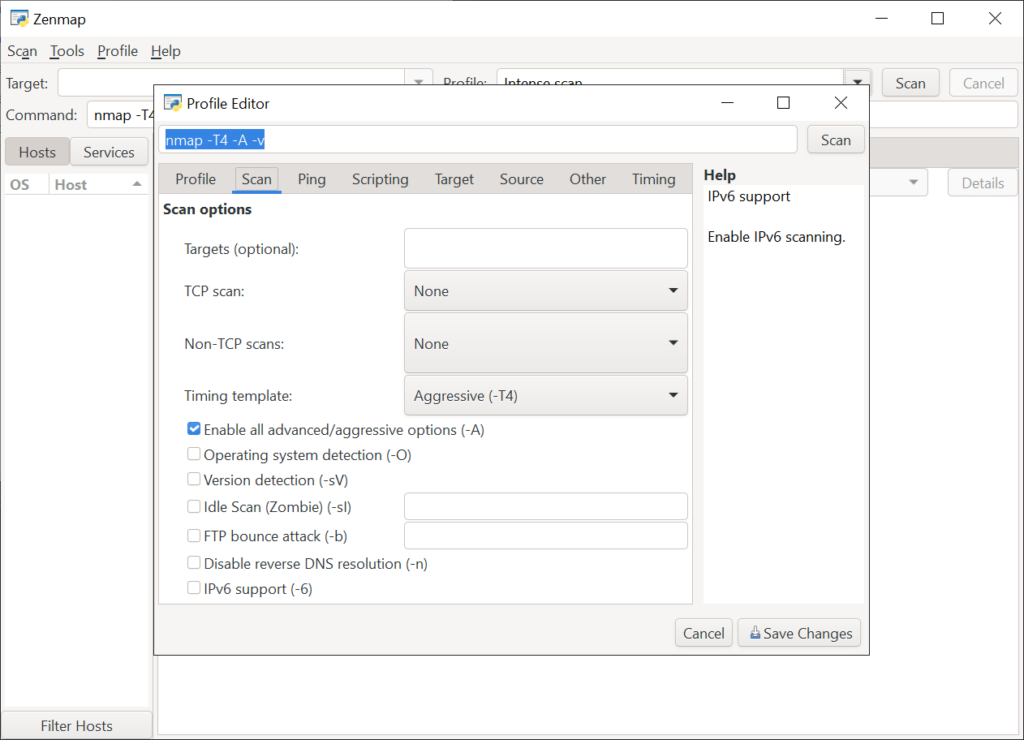 Zenmap Profile editor
