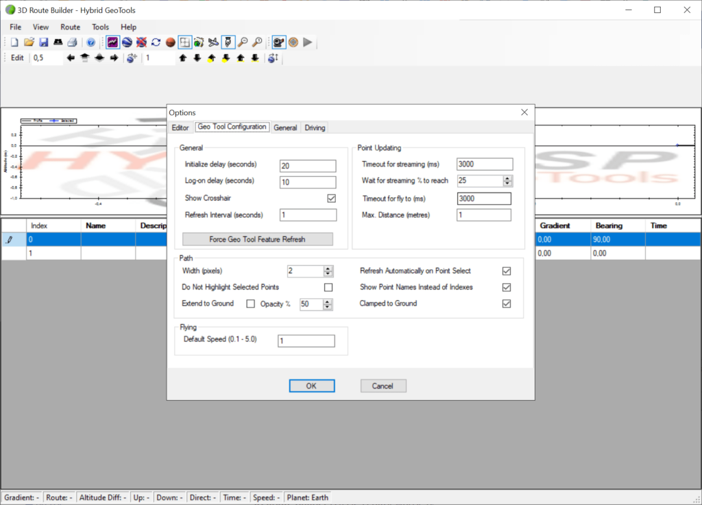 3D Route Builder Advanced configuration