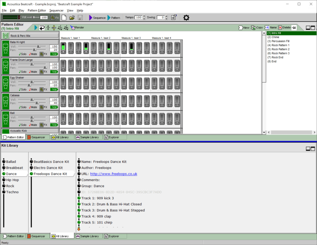 Acoustica Beatcraft Pattern editor