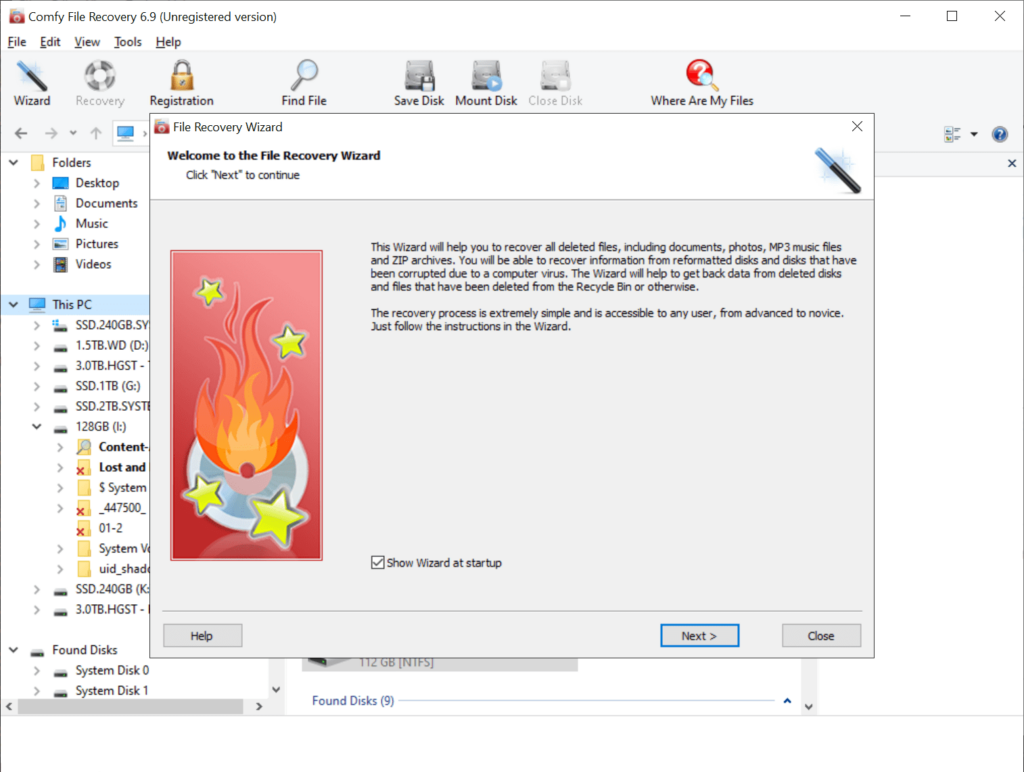 Comfy File Recovery Wizard tool