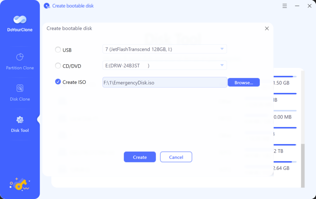 DoYourClone Bootable disk creation