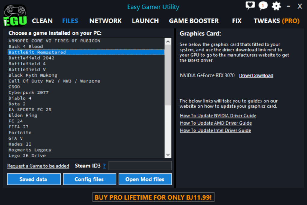 Easy Gamer Utility Supported titles