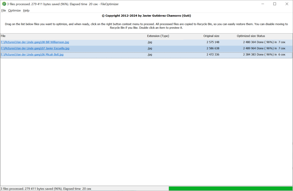 FileOptimizer Processed items