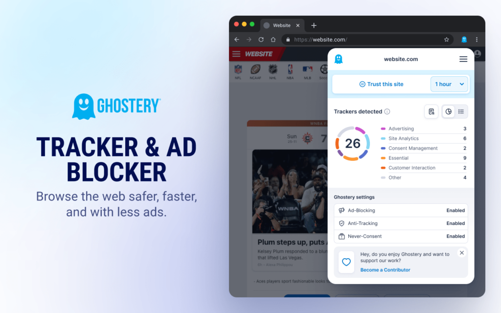 Ghostery Ad blocking