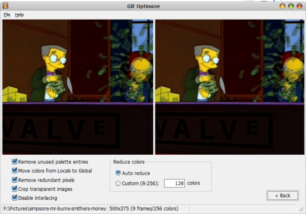 GIF Optimizer Advanced settings