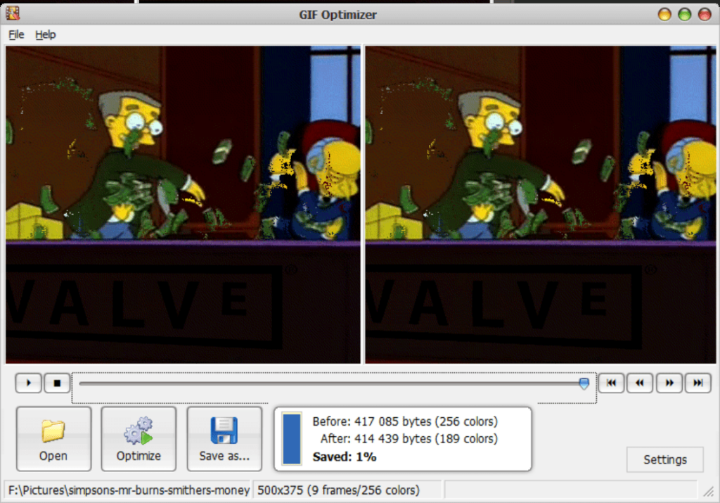 GIF Optimizer File size comparison