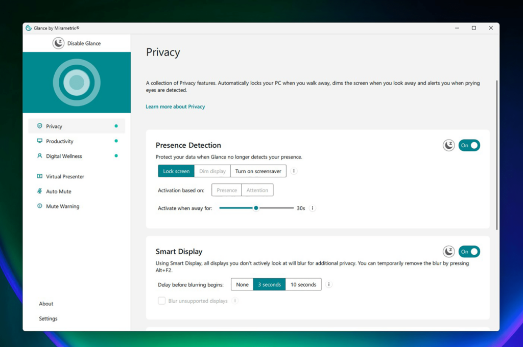 Glance by Mirametrix Presence detection