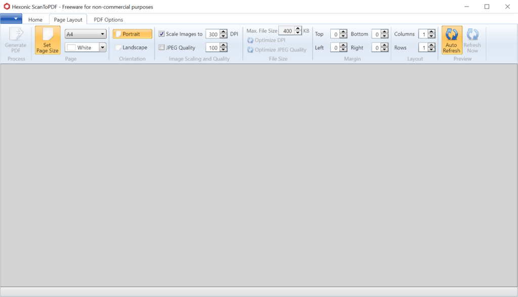 Hexonic ScanToPDF Page layout properties