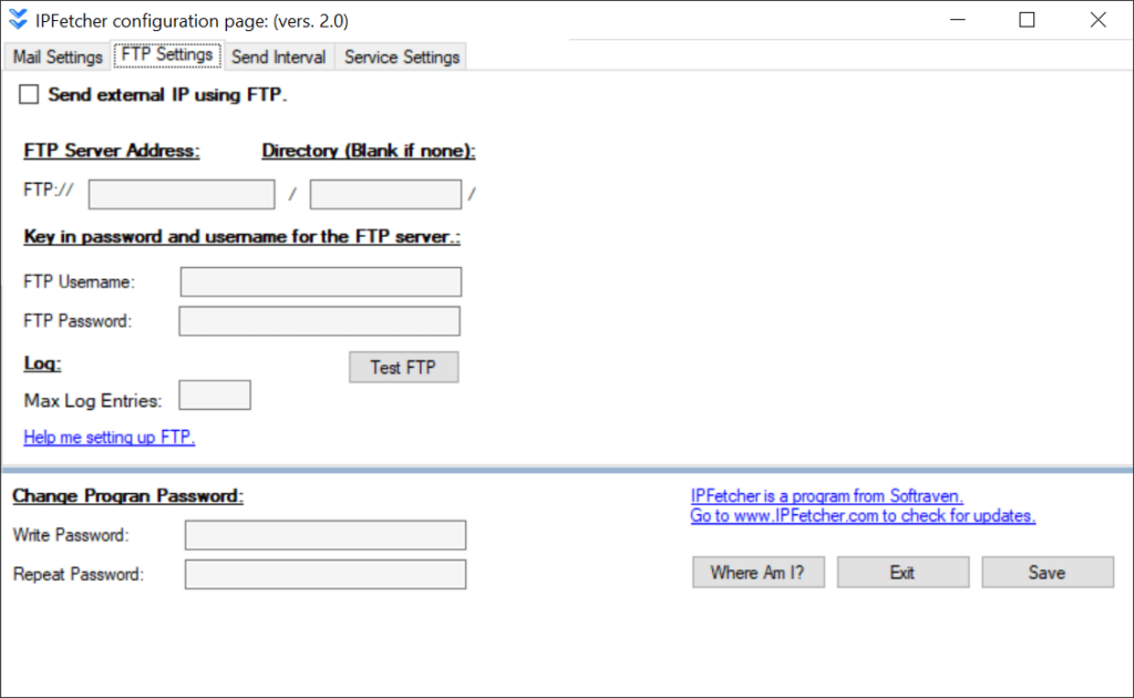 IPFetcher FTP configuration