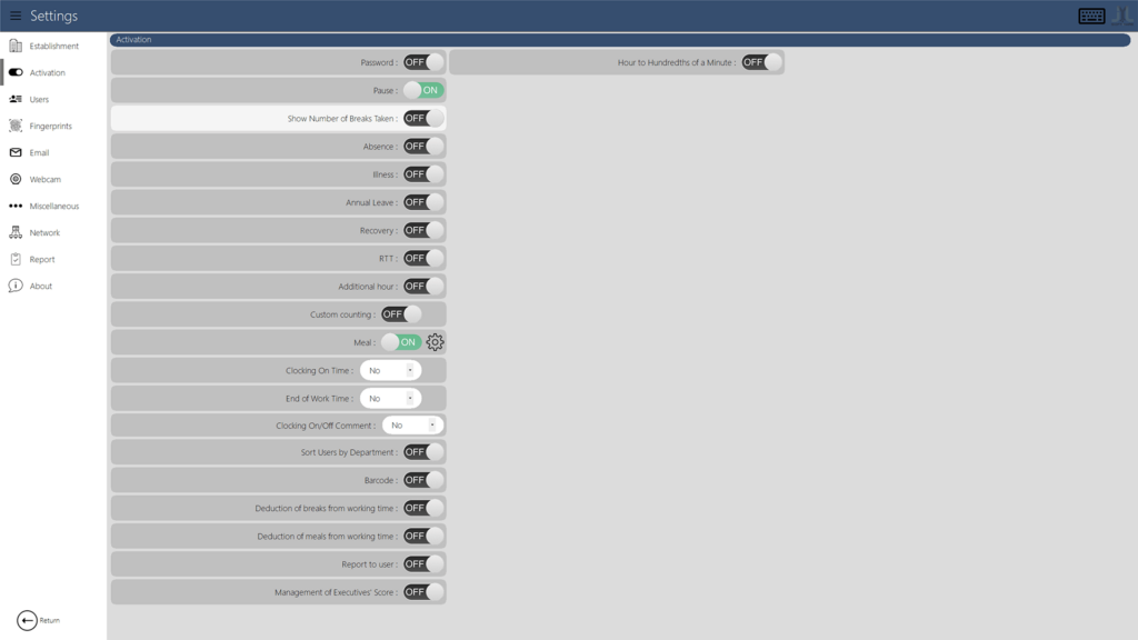 JYL TimeClock Advanced settings