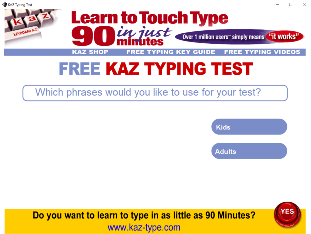 KAZ Typing Test Target audience selection