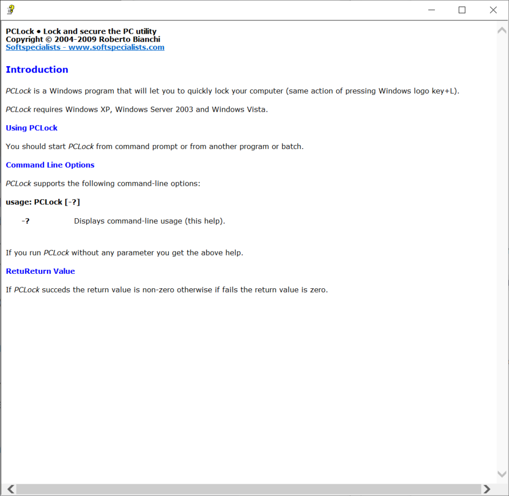 PCLock Brief description