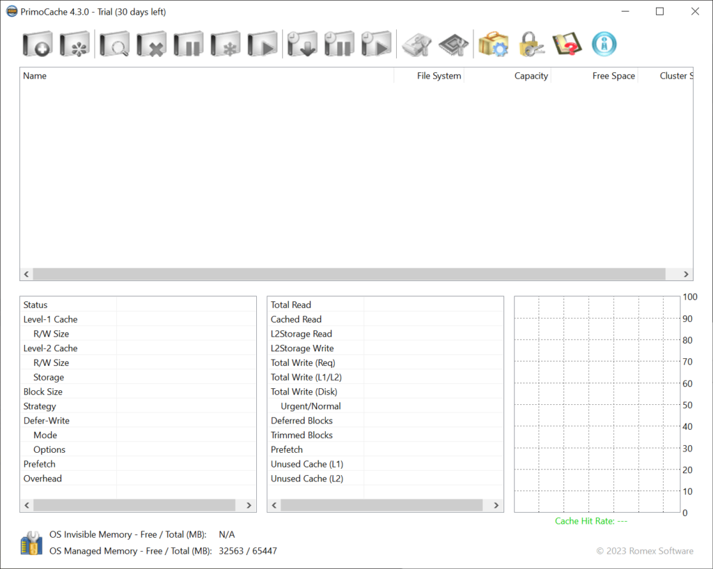 PrimoCache Main dashboard