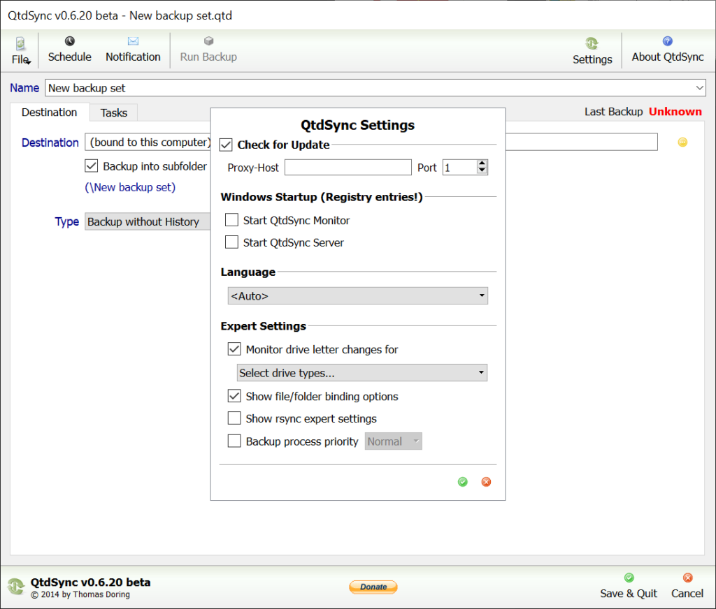 QtdSync Software configuration