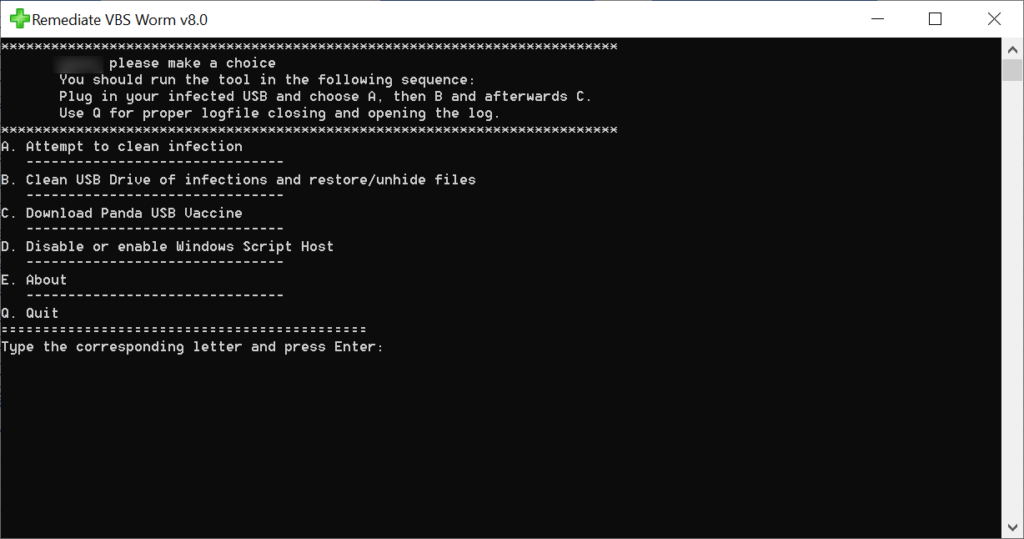 Remediate VBS Worm Available operations