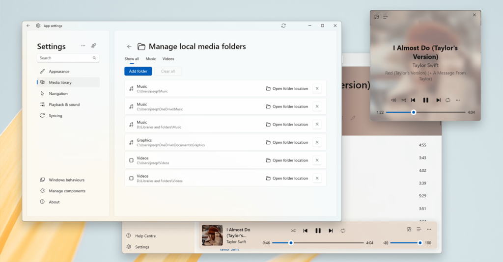 Rise Media Player Local storage management