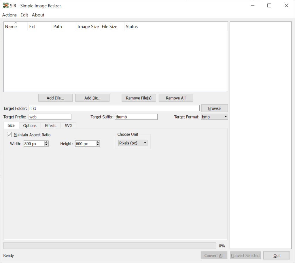 Simple Image Resizer Output dimensions