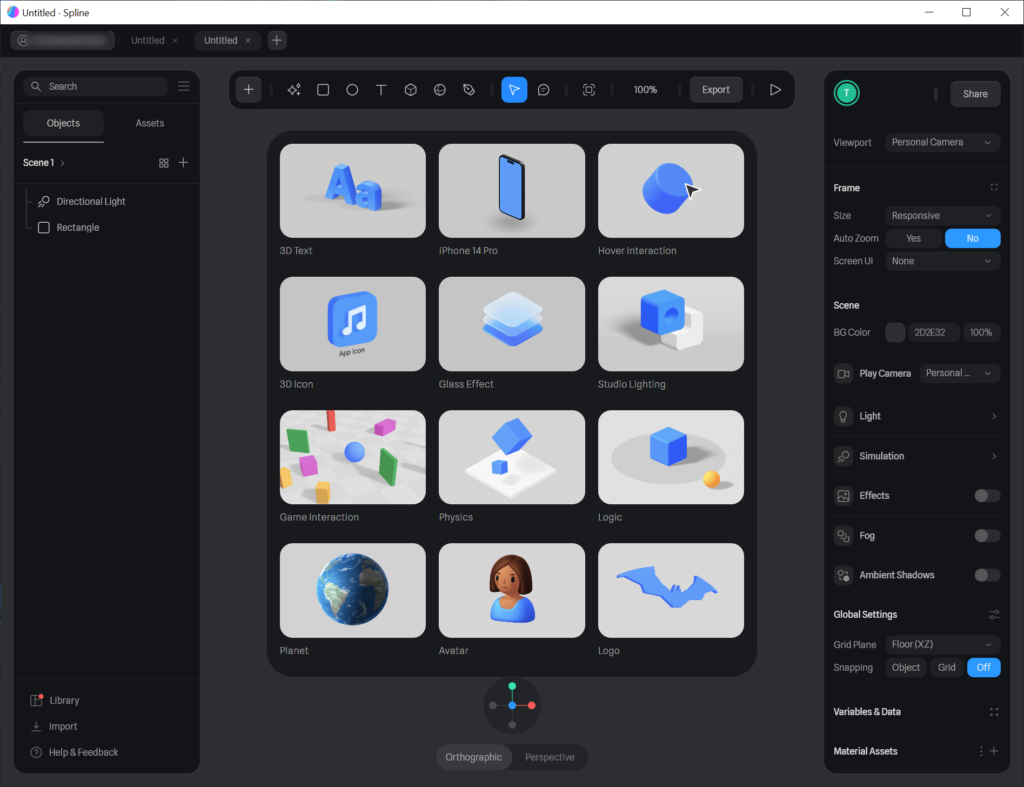 Spline Included assets