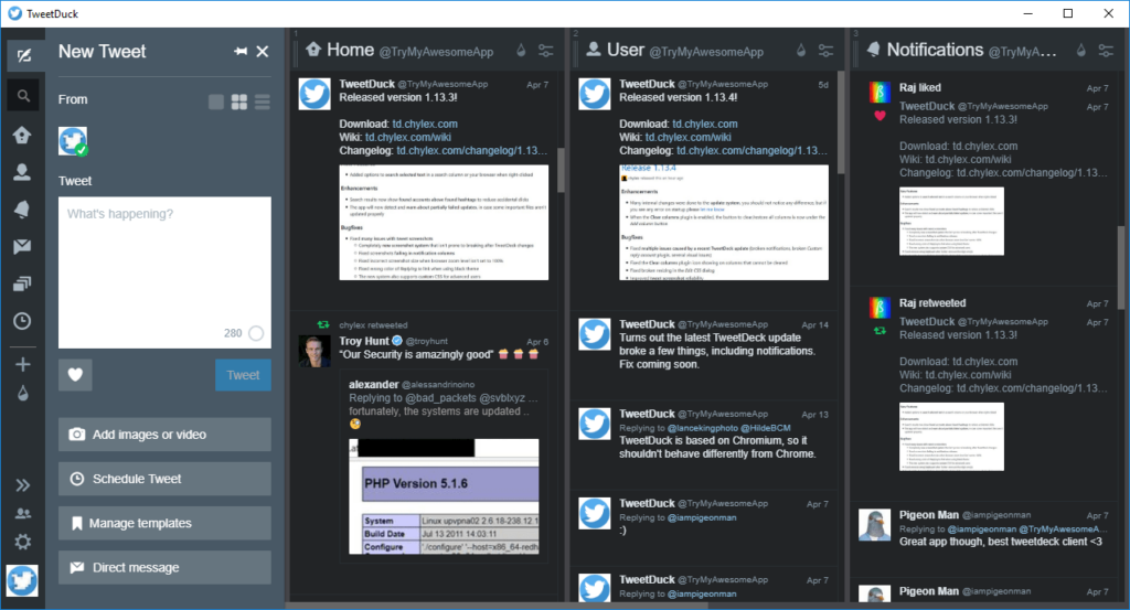 TweetDuck Multi column interface