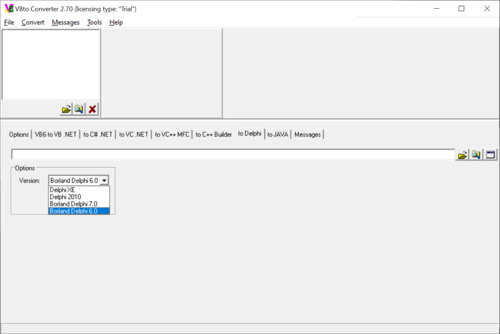 VBto Converter Supported delphi versions