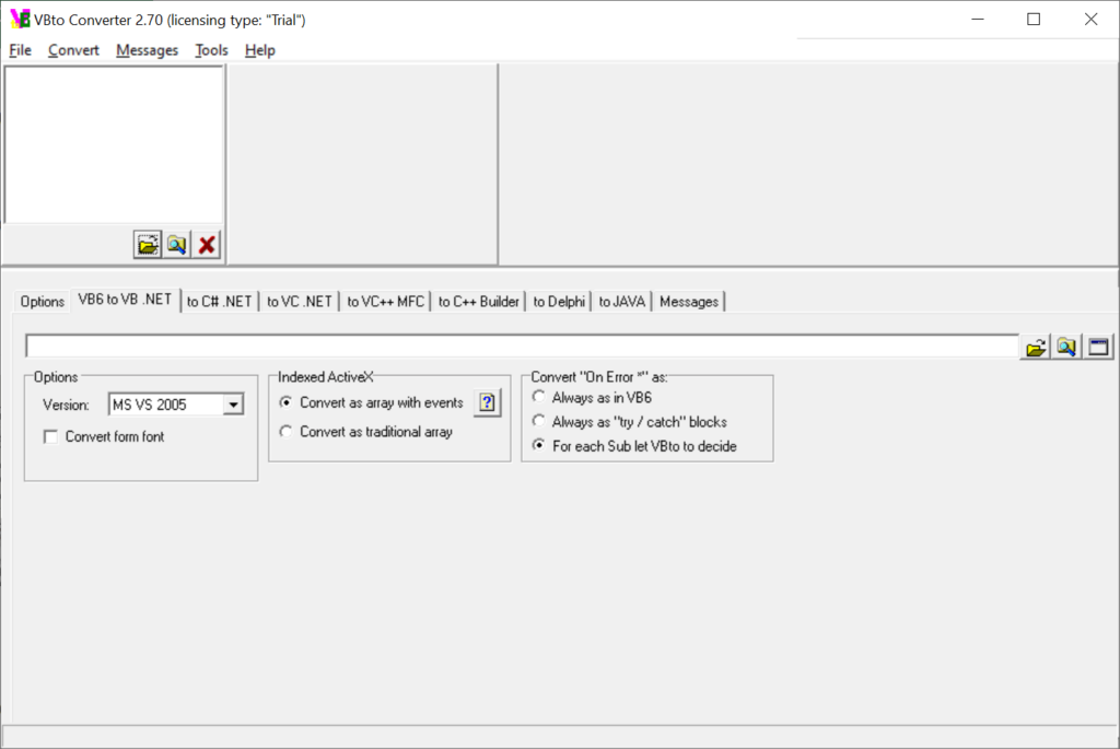 VBto Converter Transformation parameters