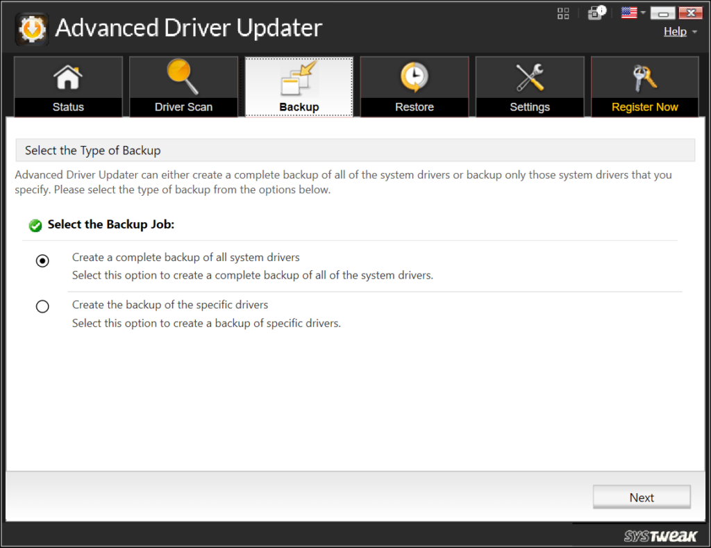 Advanced Driver Updater Backup