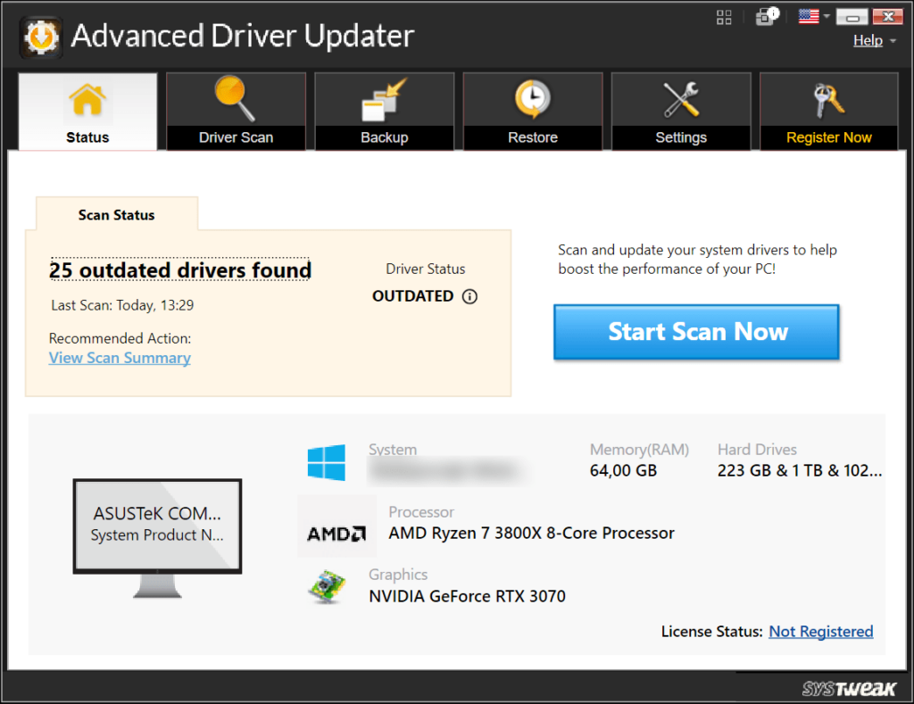 Advanced Driver Updater System details