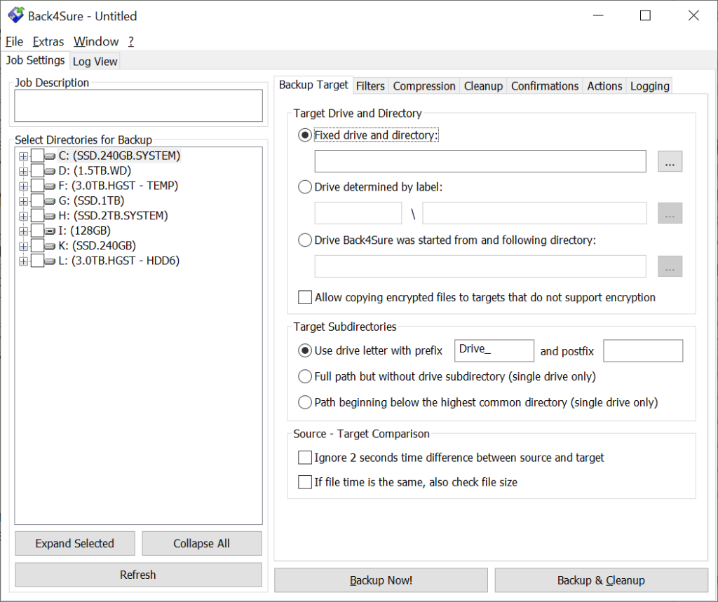 Back4Sure Backup configuration