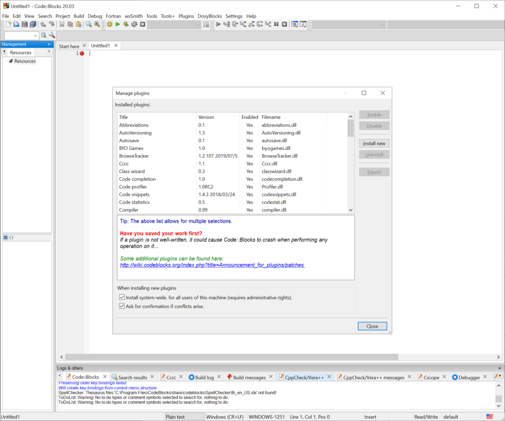 Code Blocks Plugin management