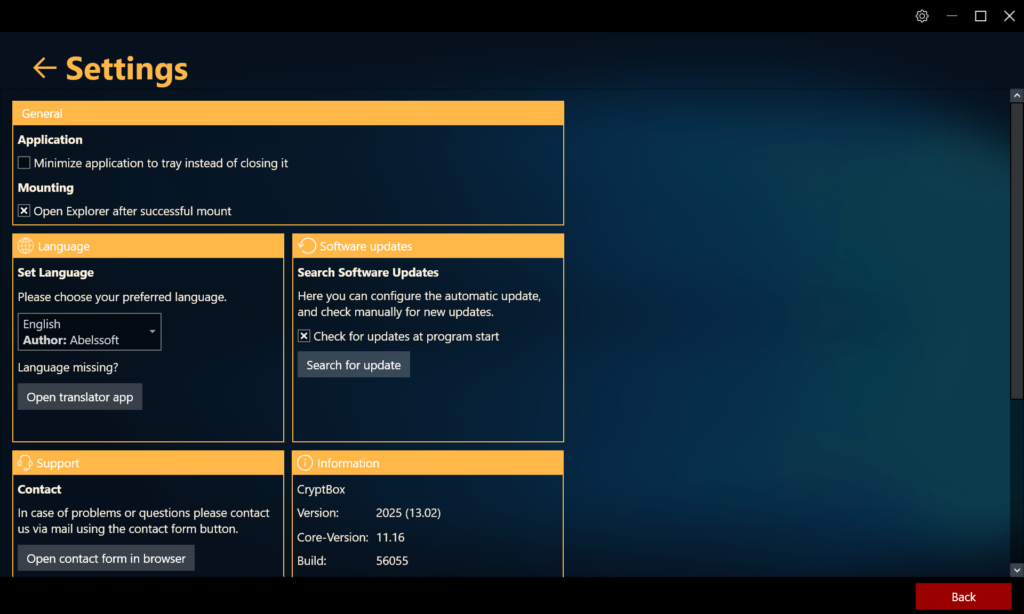 CryptBox General parameters